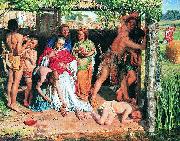 William Holman Hunt A Converted British Family Sheltering a Christian Missionary from the Persecution of the Druids, a scene of persecution by druids in ancient Britain p oil on canvas